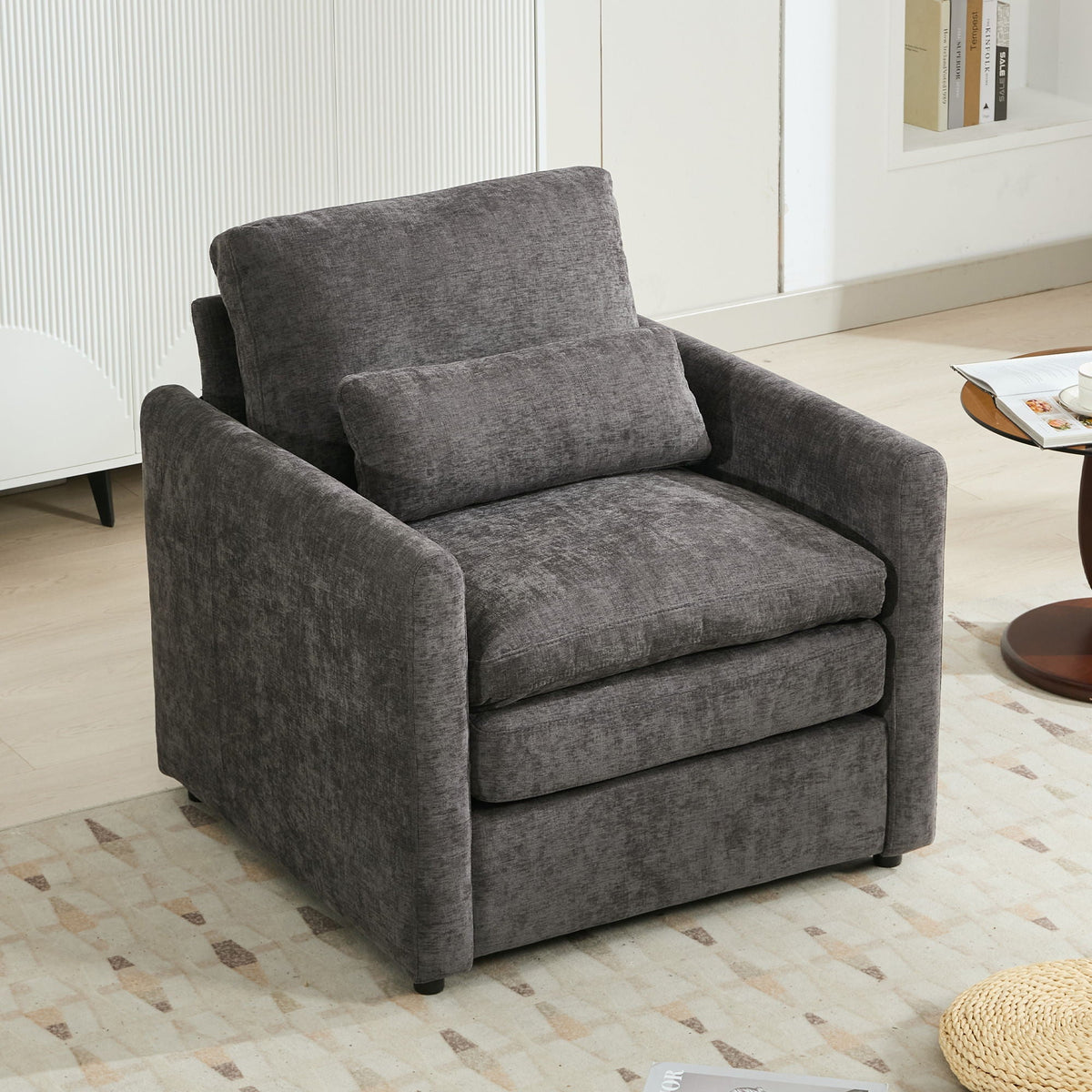 Cozy Upholstered Cushion Armchair For Living Room