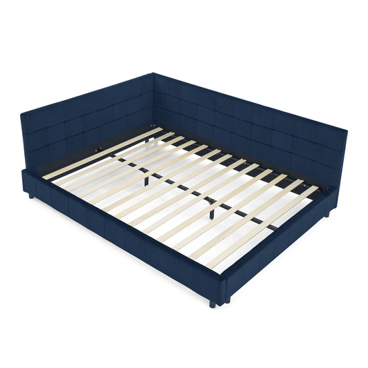 Elegant Design Storage Upholstered Tufted Bed Frame With Backrest And Armrests