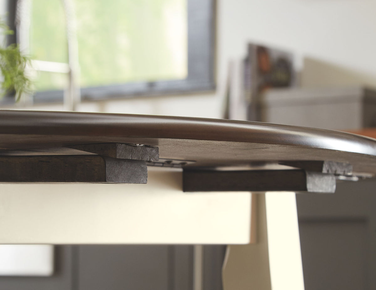 Woodanville - Round DRM Drop Leaf Table - Cream / Brown