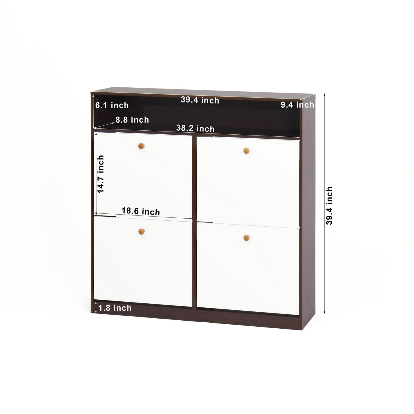 Modern Freestanding Shoe Storage Cabinet With 4 Flip Drawers