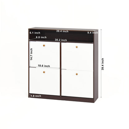 Modern Freestanding Shoe Storage Cabinet With 4 Flip Drawers