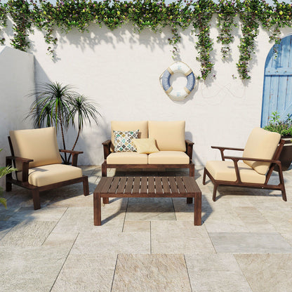 4 Piece Outdoor Sofa Set With Cushions And Coffee Table