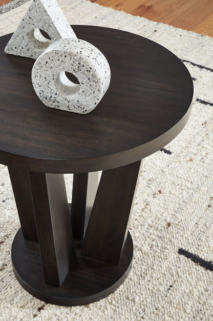 Chasinfield Dark Brown Round End Table