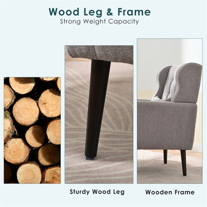 Modern Accent Chair, Arm Chairs For Living Room, Upholstered Mordern Armchair, Comfy Soft Padded Lounge Chair In Small Space, Bedroom, With Pillow, Solid Wood Leg