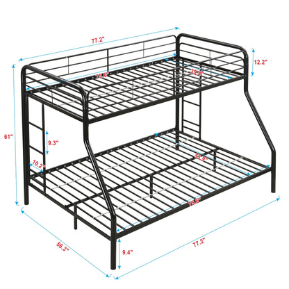 Modern Twin Over Full Metal Bunk Bed With Trundle And Dual Side Ladder And Metal Design - Black / Brown