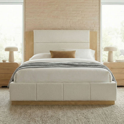 Modern Upholstered Platform Bed With Extended Headboard