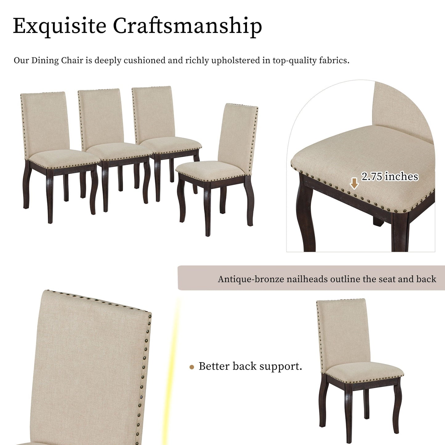 Upholstered Dining Chairs With Nailhead (Set of 2)