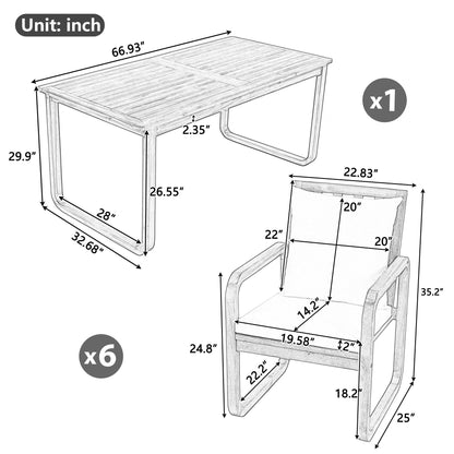 7 Piece Outdoor Patio Dining Set With Removable Cushions