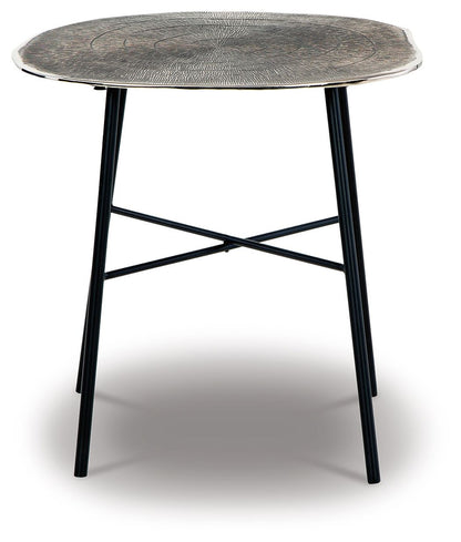 Laverford - Round End Table - Chrome / Black