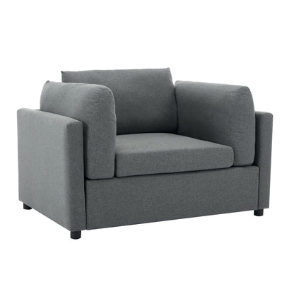 Wide Modern Oversized Armchair With Ottoman Stool, Single Sofa With Lumbar Support, Accent Chair