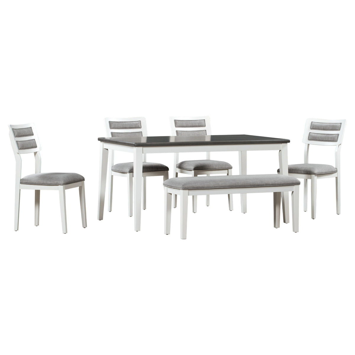 6 Piece Dining Set, Upholstered Chairs And Bench