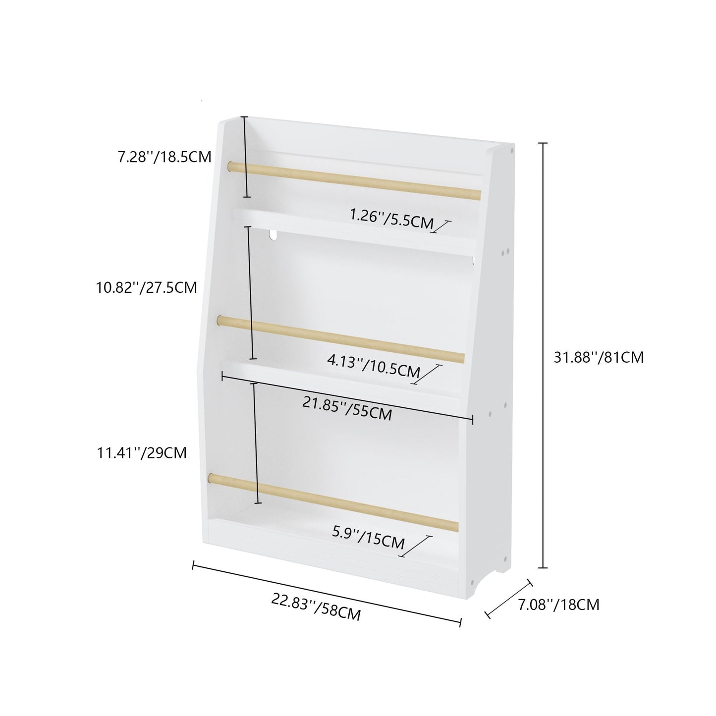 3 Tier Book Shelf, Compact Storage For Bedrooms