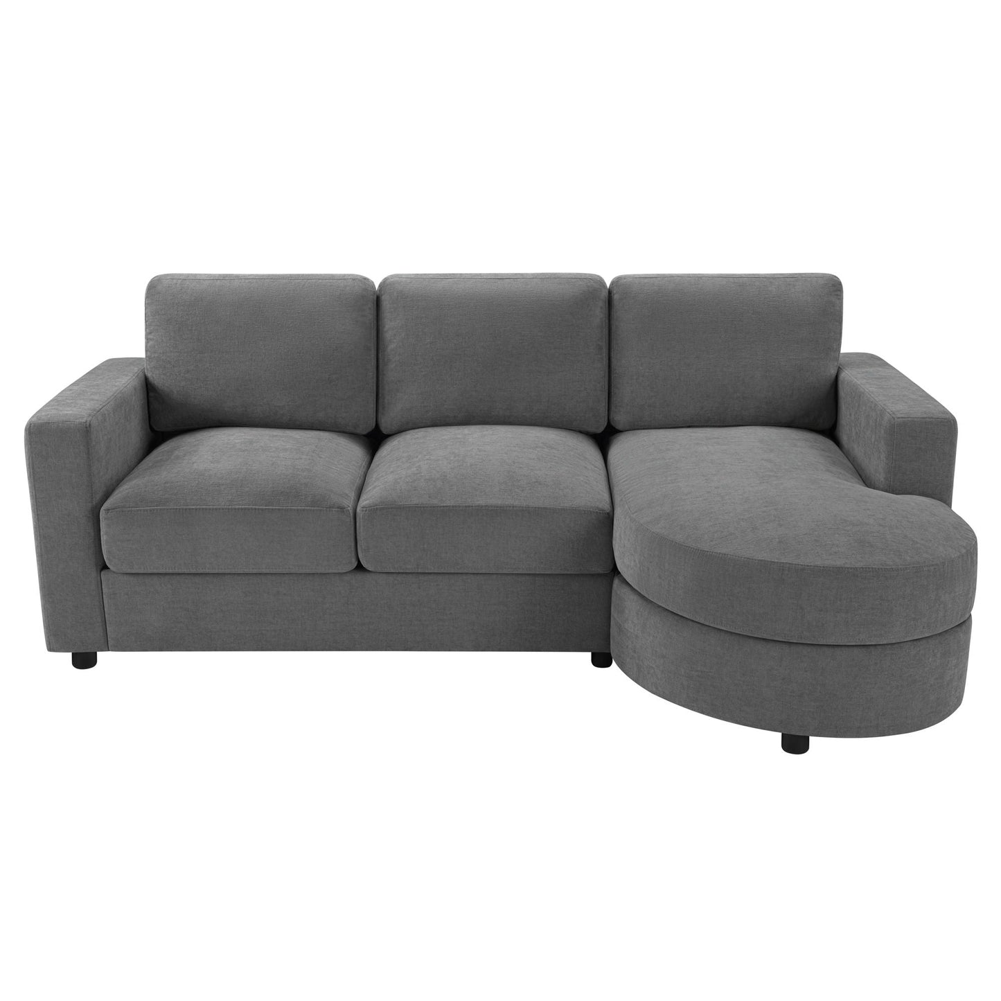 Modern L-Shaped Sectional Sofa With Curved Chaise, USB Ports, And Side Storage Pockets