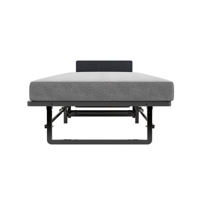 Modern Metal Folding Bed Frame With Foam Mattress, Easy Storage & Mobility - Black