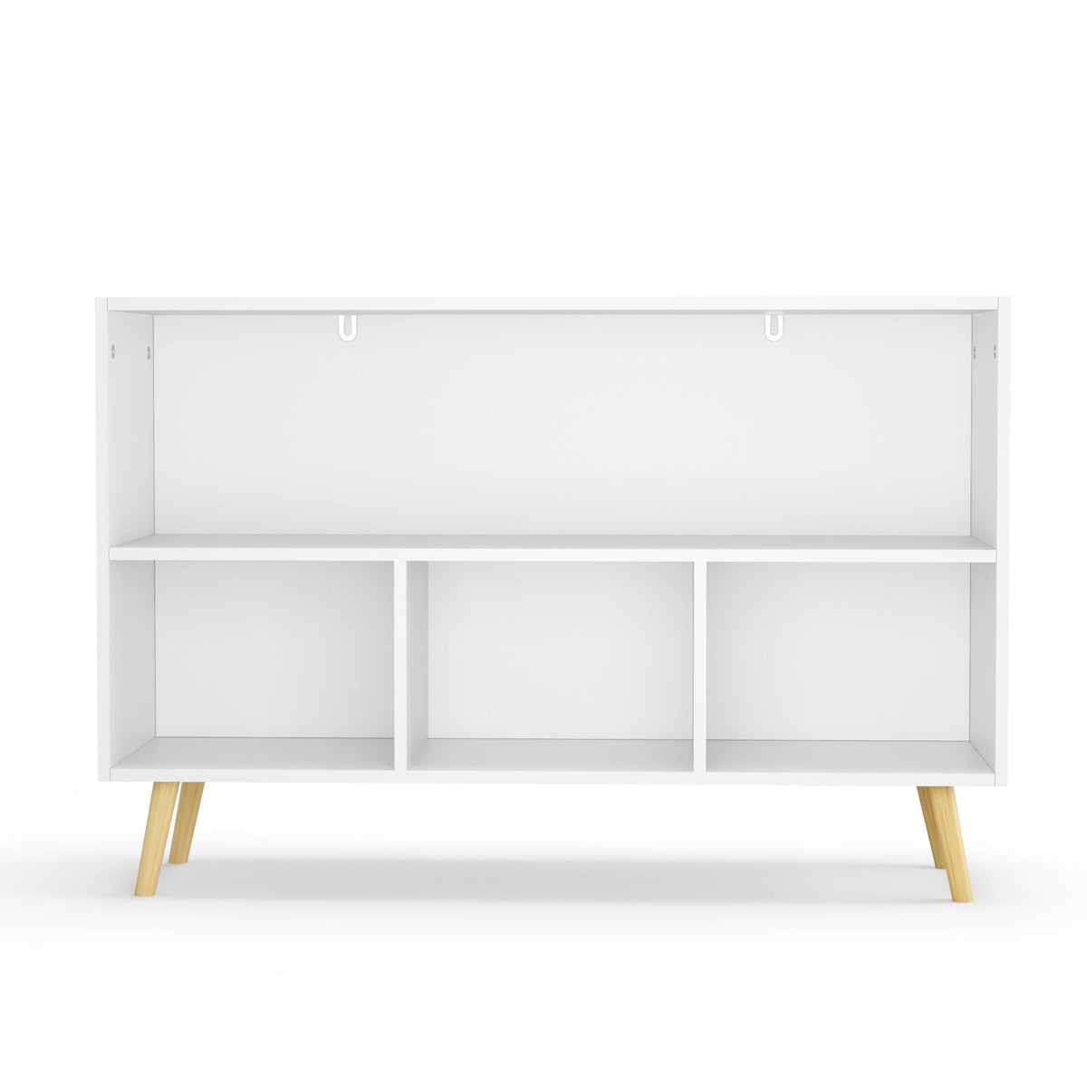Bookcase With Collapsible Drawers, Book Display Storage Cabinet Organizer - White / Blue