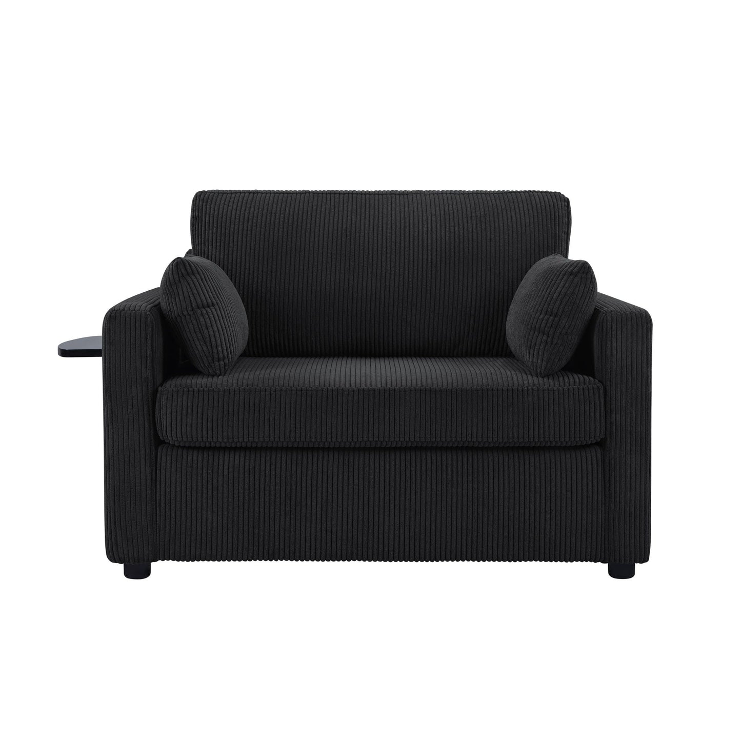 Sleeper Sofa With Foldable Mattress, USB Ports, Side Table & Storage Pocket