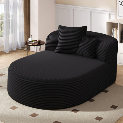 Modern Chaise Lounge Sofa Boneless Couch With Supportive Pillows