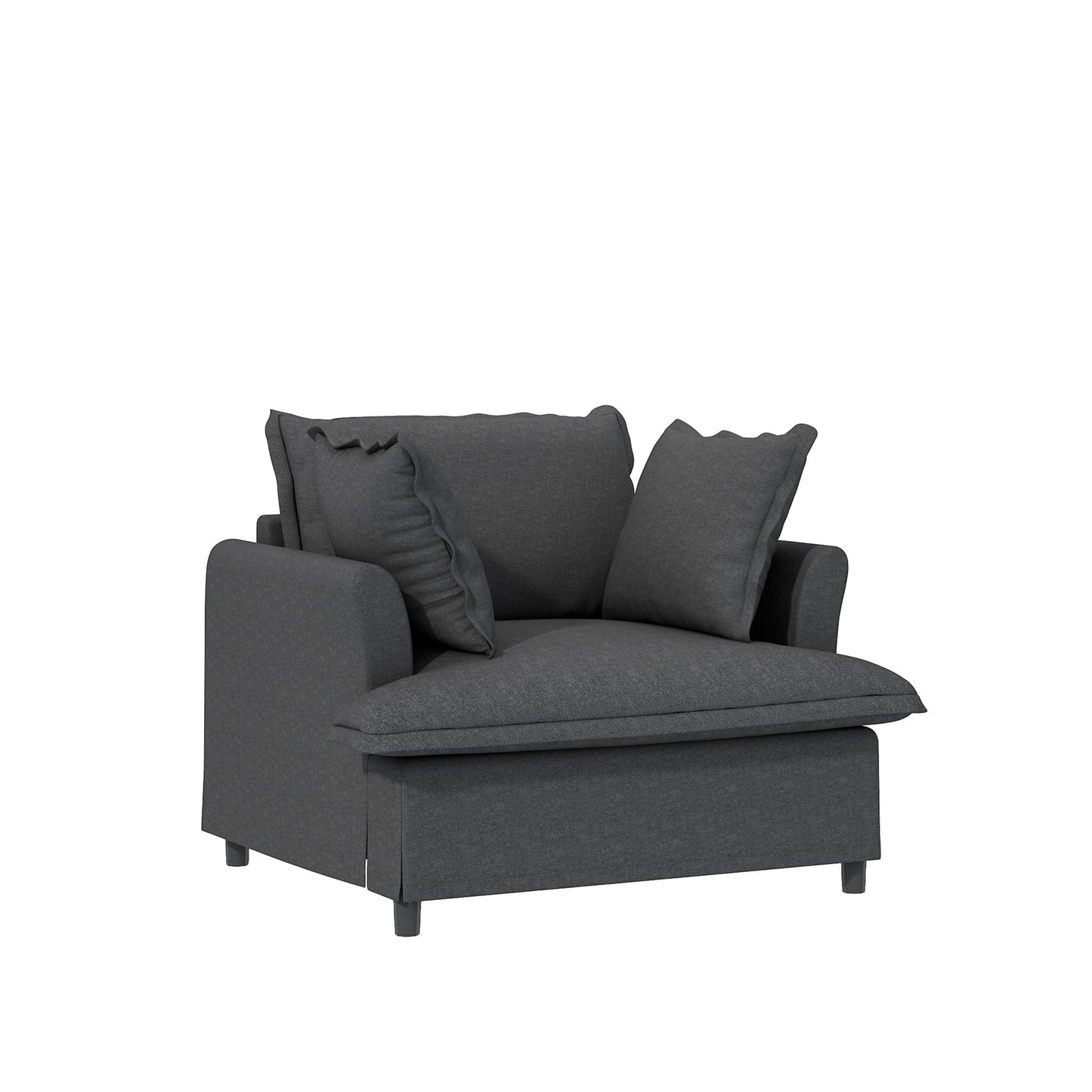 3 Piece Living Room Set Modular Sectional Couch Upholstered 3 Seater Sofa & 2 Armchairs 5 Seat - Gray