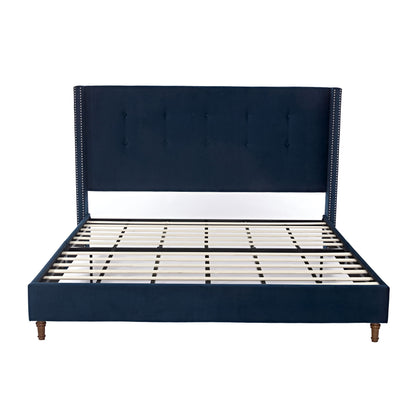 Peyton - Upholstered Bed With 54" High Headboard, Traditional Hand Buttoned Tufting