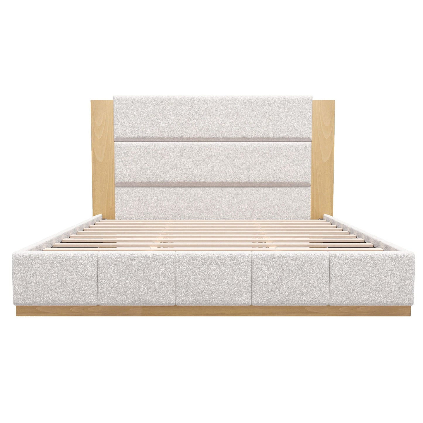 Modern Upholstered Platform Bed With Extended Headboard