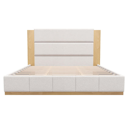 Modern Upholstered Platform Bed With Extended Headboard