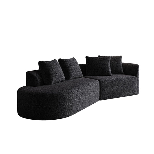 Upholstered Oversized Sectional Sofa, 4 Seater Extra Deep & Wide Seat Curved Cloud Couch With 4 Throw Pillows, Free Combination Living Room - Black