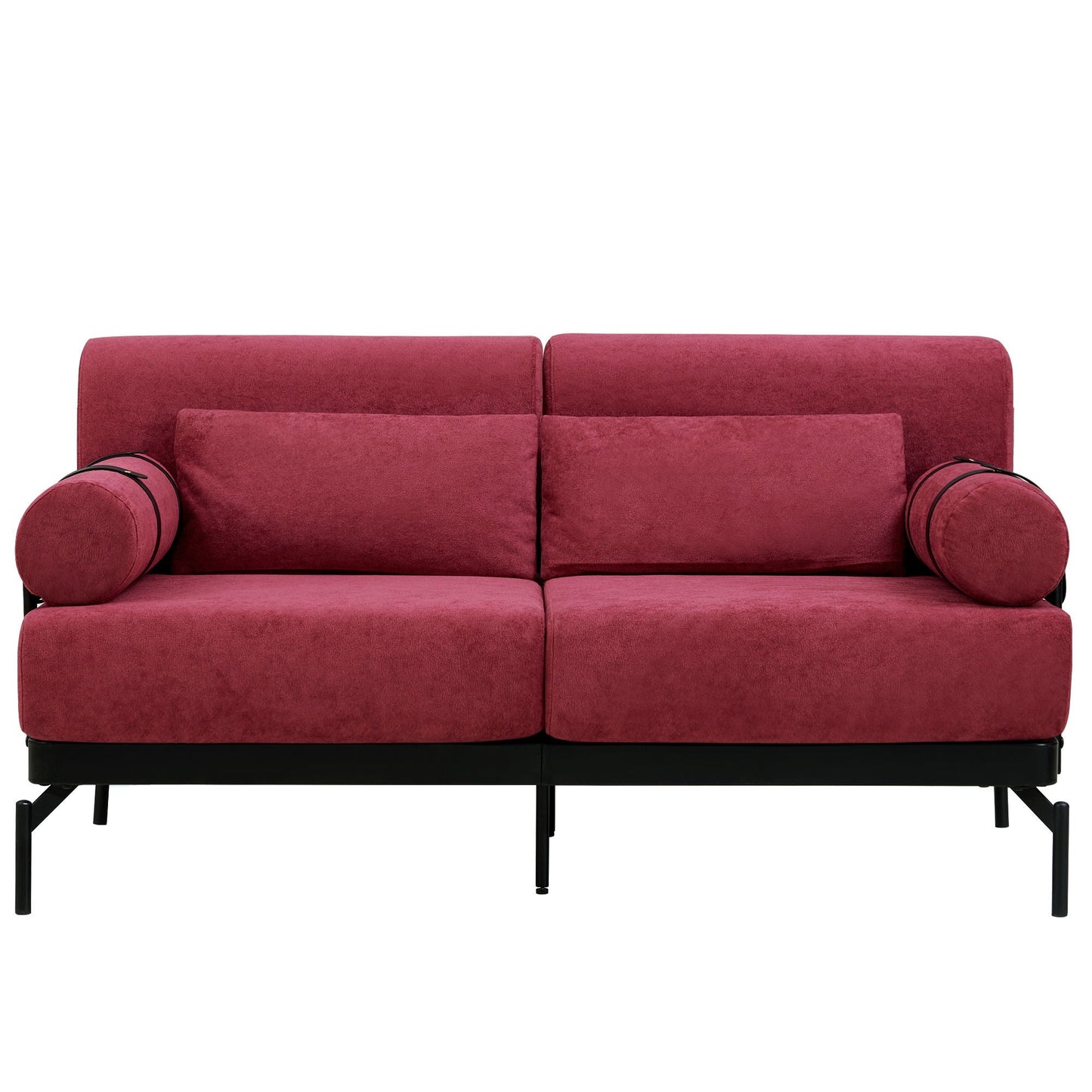 Modern Loveseat Sofa 2 Seater With USB Ports, Cylindrical Armrests