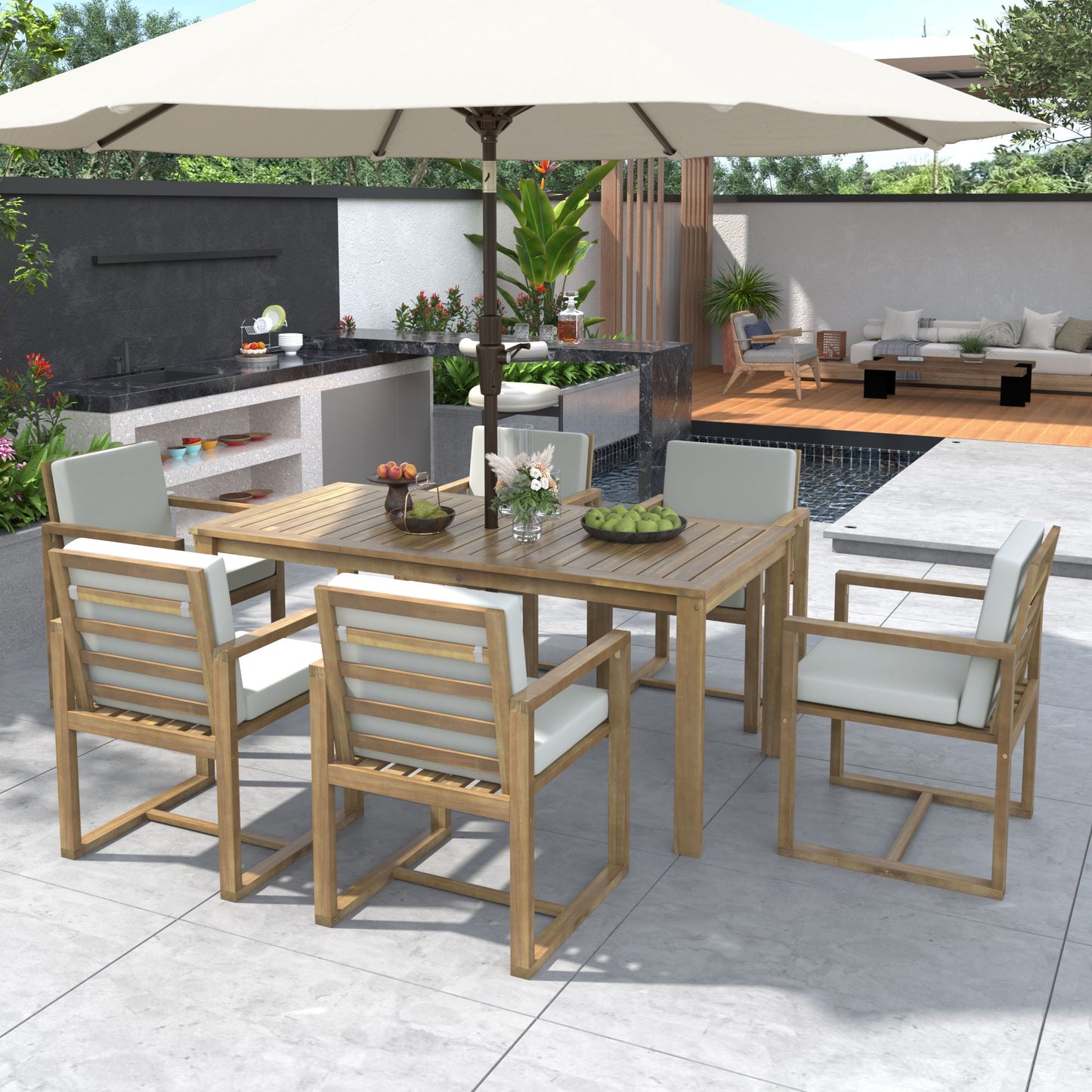 Patio Dining Set Outdoor Dining Table And Chair Set With And Removable Cushions For Patio
