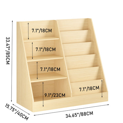 Bookshelf And Toy Storage Organizer, 4 Tier Bookcase With Display Stand For Playroom