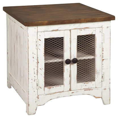 Wystfield - White/brown - Rectangular End Table - 2-doors