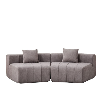 Curved Sectional Sofa With 2 Pillows For Living Room - Gray