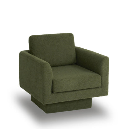 360° Modern Swivel Accent Chair Round Armchair, Thick Padded Single Lounge Sofa Upholstered Comfy - Green